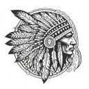 native american headress with african tribal sunrise integrated tattoo design idea