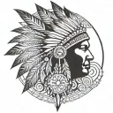 native american headress with african tribal sunrise integrated tattoo design idea