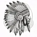 native american headress with african tribal sunrise integrated tattoo design idea