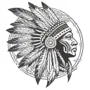 native american headress with african tribal sunrise integrated tattoo design idea