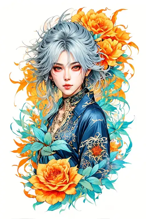 Realistic color tattoo with Sung Jin-Woo, Radiru and Igris exhibition of only Leveling, Dark Fantasy style tattoo design idea