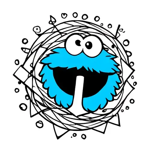 Cookie Monster with an anchor intertwined tattoo design idea