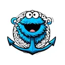Cookie Monster with an anchor intertwined tattoo design idea