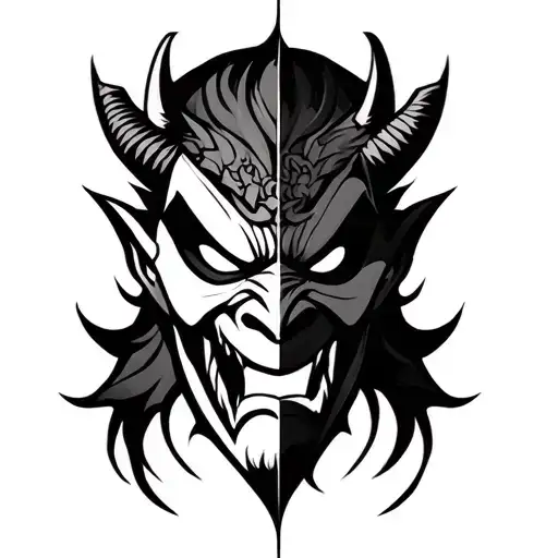 Oni Half Mask tattoo design idea