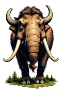 create a colored image of a front-facing mammoth head. Make the mammoth look angry tattoo design idea