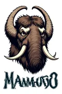 create a colored image of a front-facing mammoth head. Make the mammoth look angry tattoo design idea