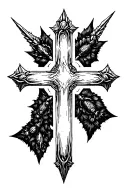 redeemed spike nail cross tattoo design idea