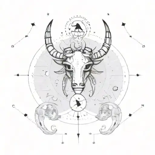 Virgo Taurus and Scorpio constellations with 444 on top tattoo design idea