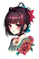 ahegao anime girl tattoo design idea