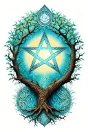tree of life, pentagram, celtic  tattoo design idea