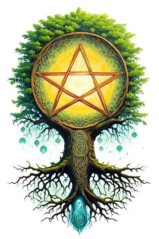 tree of life, pentagram, celtic  tattoo design idea