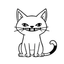 Cute cat with teeth like a vampire tattoo design idea