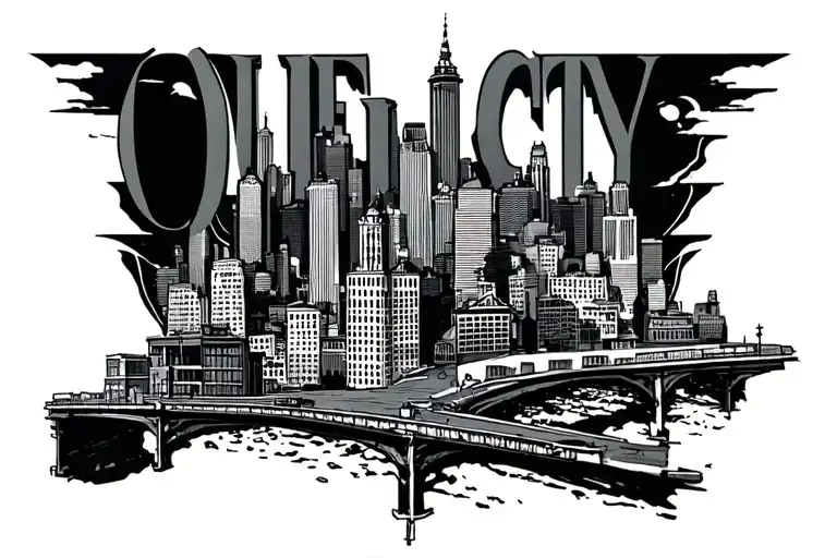 Queen City Artists Creatives city scape tattoo design idea