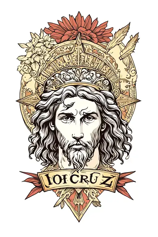 León and Cruz de Jesus Christ tattoo design idea