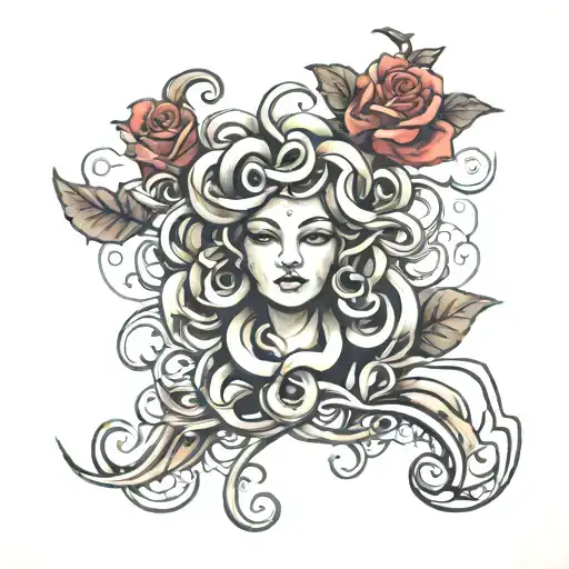 Medusa rose made tattoo design idea