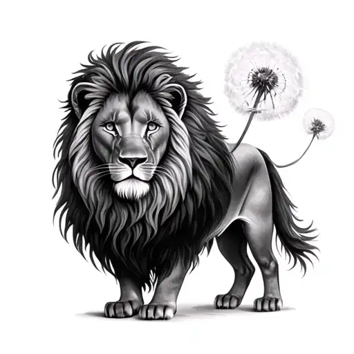Dandelion Lion tattoo design idea