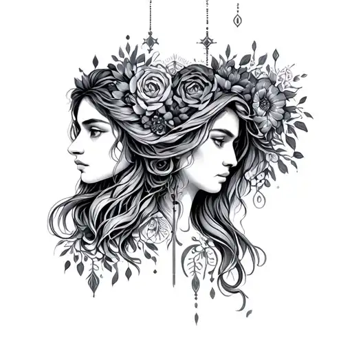 Gemini and virgo zodiac sign tattoo design idea