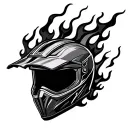 motorcycle adventure helmet engulfed in flames tattoo design idea