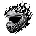 motorcycle adventure helmet engulfed in flames tattoo design idea