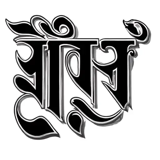 Vasudev krishna name tattoo in sanskrit font tattoo design idea