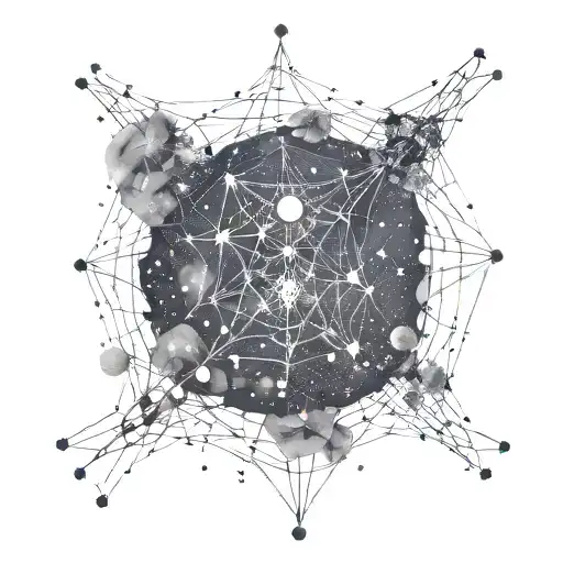 Sagittarius constellation intertwined by spider webs tattoo design idea