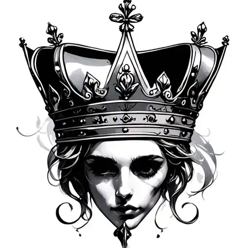 E With Crown tattoo design idea