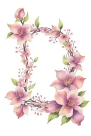 seratonin, dopoaimin, & adrenaline molecule with flowers tattoo design idea