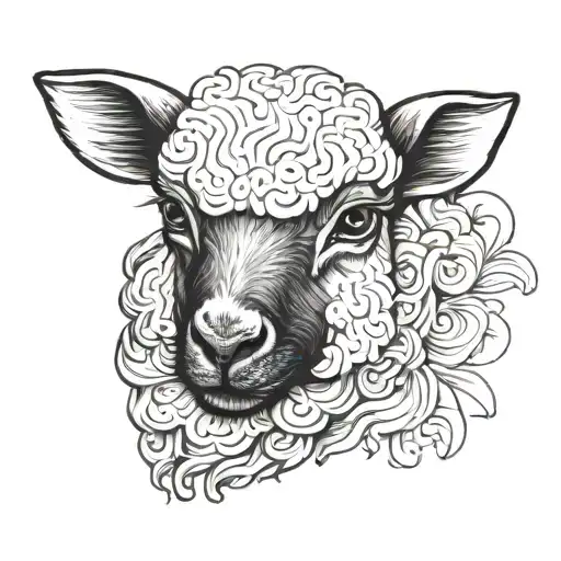 cute lamb sheep portrait tattoo tattoo design idea
