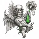 marijuana beer partying angel bad boy smoking bong note says im ok mama tattoo design idea