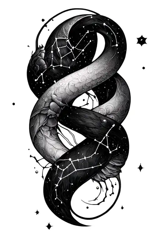 Cancer zodiac constellation intertwined tattoo design idea