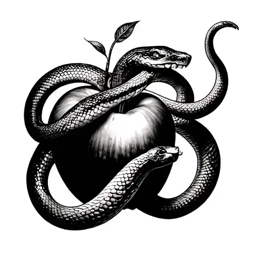  Eve eating apple with snake intertwined tattoo design idea