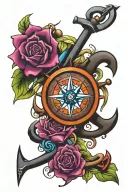 family compass anchor tattoo design idea