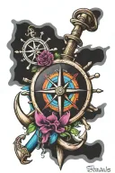family compass anchor tattoo design idea