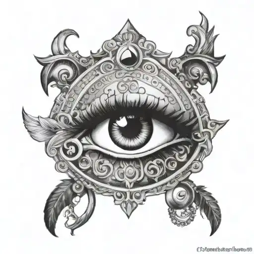 Hungarian Gypsy pirate queen eye symbol integrated tattoo design idea