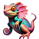 albino chameleon climbing tattoo design idea