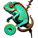 albino chameleon climbing tattoo design idea