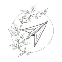 paper plane and vine going tattoo design idea