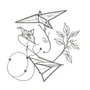 paper plane and vine going tattoo design idea