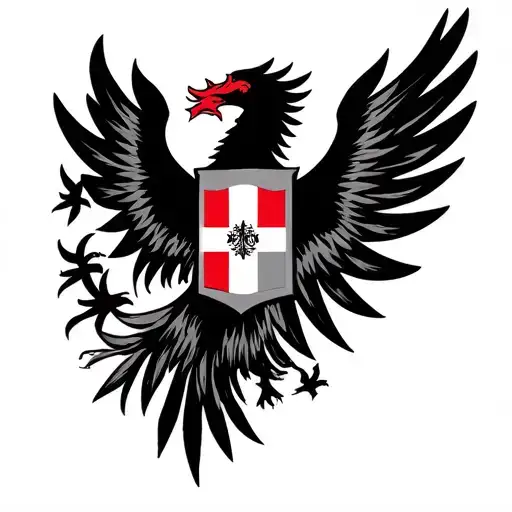 Albanian flag but in each of the 14 wings put a random name inside tattoo design idea
