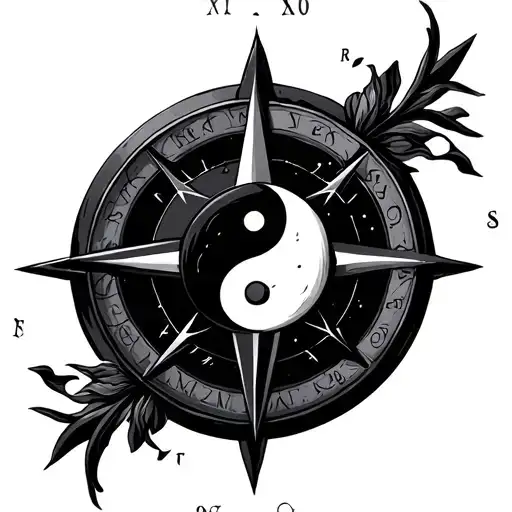 Yin Yang Compass tattoo design idea