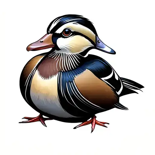 Mandarin duck sitting tattoo design idea