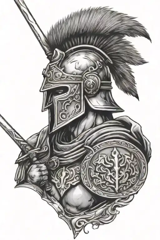 centurion after battle with sword  tattoo design idea