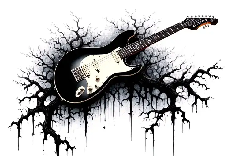 electric guitar is my tree of life dark mysterious tattoo design idea
