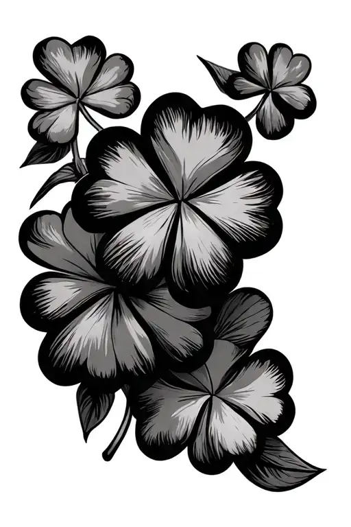 3 clovers black and white tattoo design idea