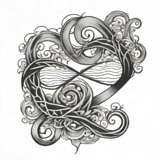 infinity and electrocardiogram waves tattoo design idea