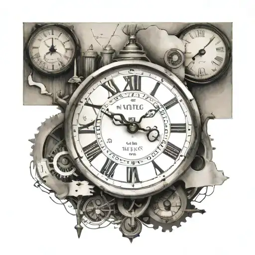 Time arrow from 1973 onwards, reflecting the shift from analog to digital era tattoo design idea