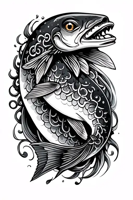 celtic trout tattoo design idea