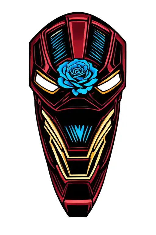 ironman triathlon with the M in blue and the dot the white rose of yorkshire tattoo design idea