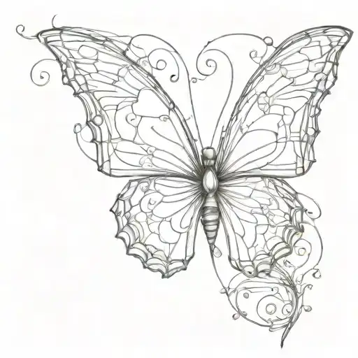 a butterfly with a heart trail with a cross tattoo design idea