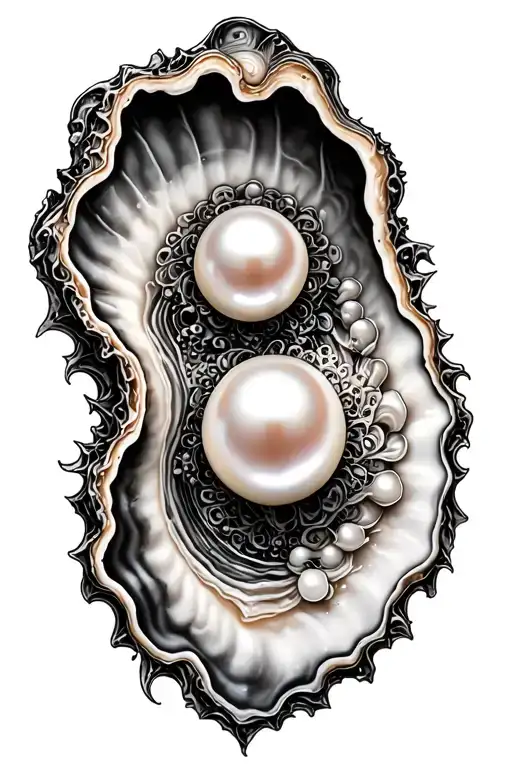pearl in oyster tattoo design idea
